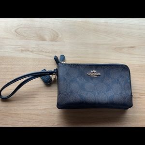 Authentic Black & Brown Coach Double Zip Wristlet